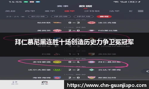 拜仁慕尼黑连胜十场创造历史力争卫冕冠军
